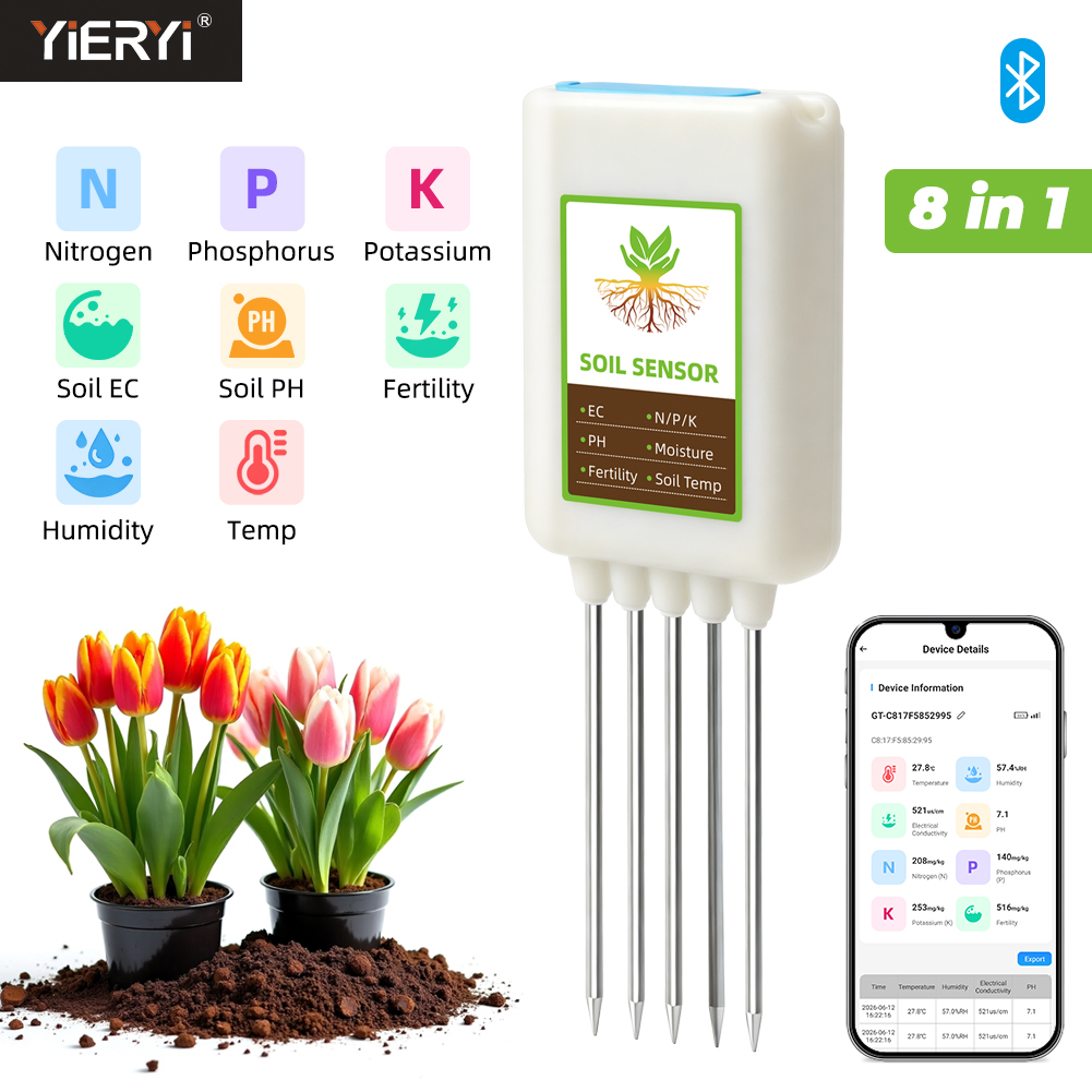 Smart Garden Greenhouse - Yieryi Bluetooth 8-в-1 тестер почвы с