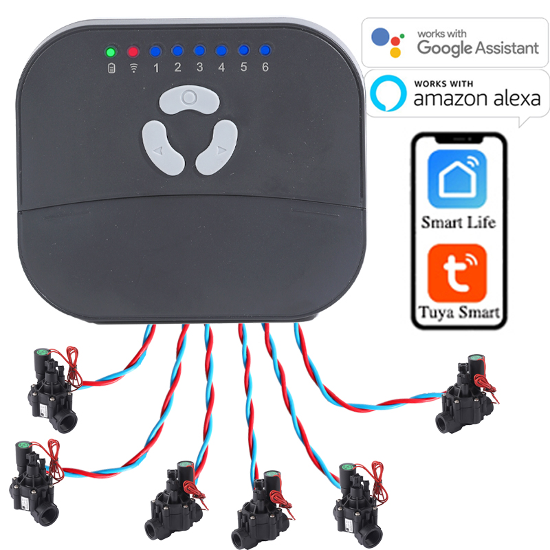Smart Garden Monitoring System - 6-зонный Wi-Fi контроллер полива Tuya Smart